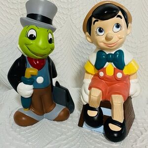 Vintage Ceramic Pinocchio & Jiminy Cricket Figurines
